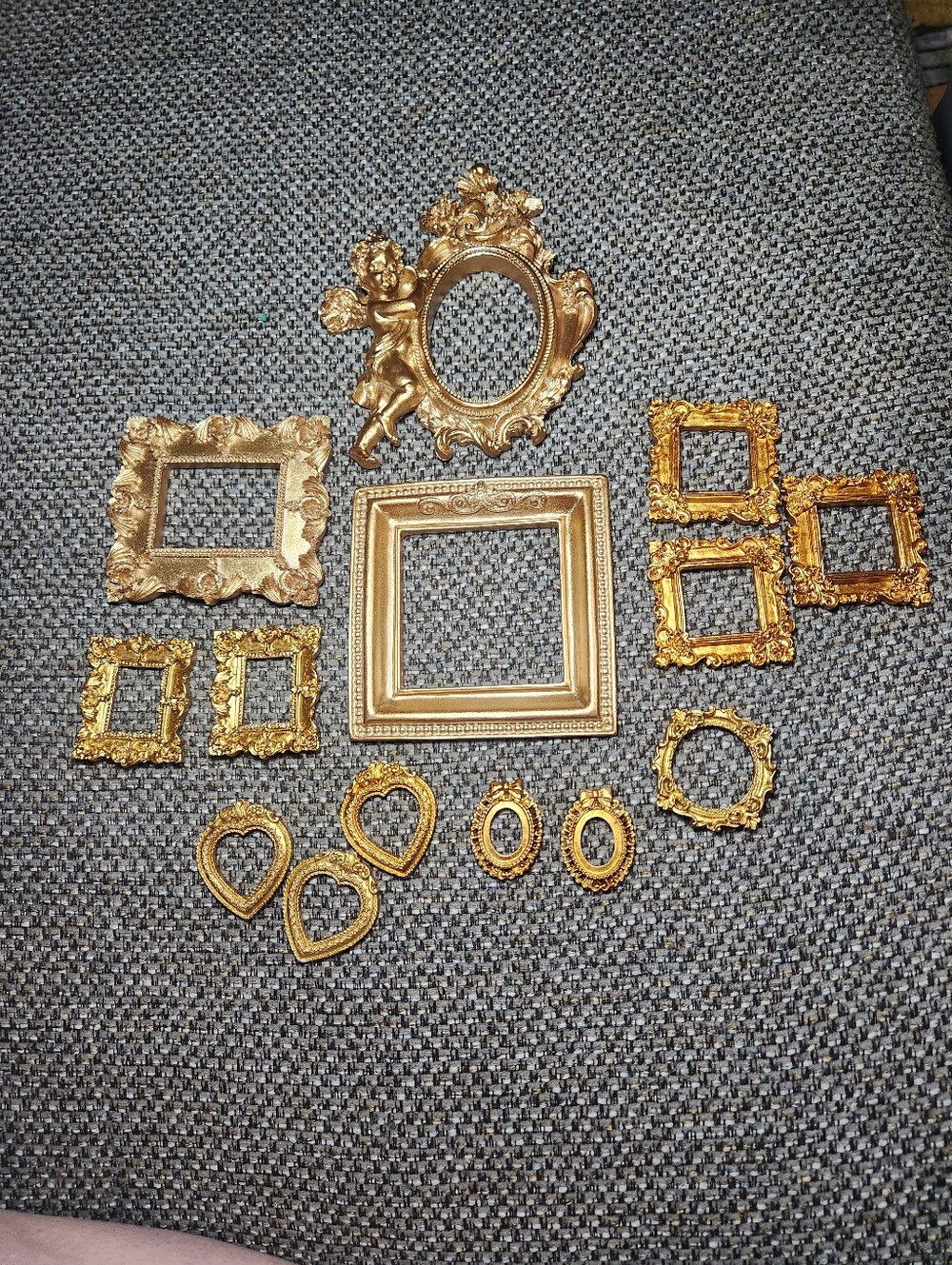 Assorted Ornate Gold Miniature Picture Frames 14pc